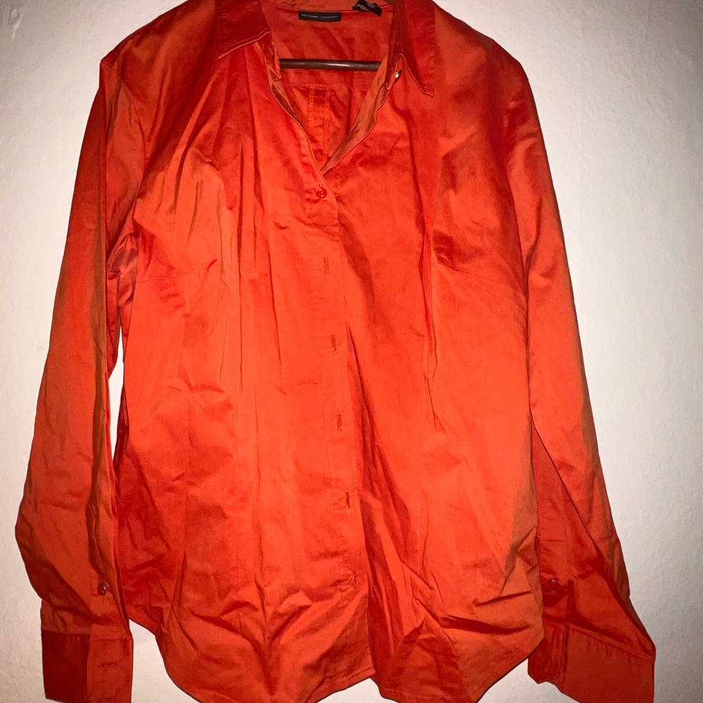 New York & Company Orange Shirt, Size XL - EUC